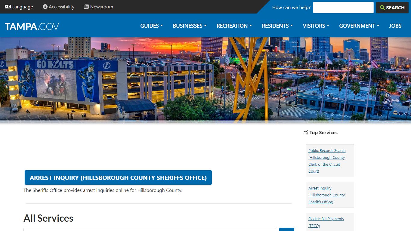 Arrest Inquiry (Hillsborough County Sheriffs Office) - City of Tampa